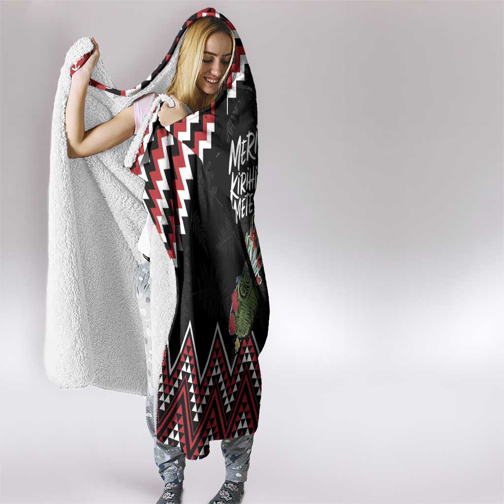 New Zealand Christmas Taniko Poutama Hooded Blanket Flora Map with Birds - Aussie Hoodie