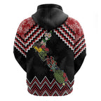 New Zealand Christmas Taniko Poutama Hoodie Flora Map with Birds - Aussie Hoodie