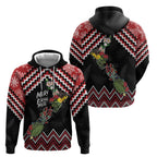 New Zealand Christmas Taniko Poutama Hoodie Flora Map with Birds - Aussie Hoodie