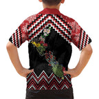 New Zealand Christmas Taniko Poutama Kid Hawaiian Shirt Flora Map with Birds - Aussie Hoodie