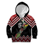 New Zealand Christmas Taniko Poutama Kid Hoodie Flora Map with Birds - Aussie Hoodie