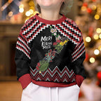 New Zealand Christmas Taniko Poutama Kid Ugly Christmas Sweater Flora Map with Birds - Aussie Hoodie