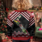 New Zealand Christmas Taniko Poutama Kid Ugly Christmas Sweater Flora Map with Birds - Aussie Hoodie