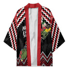 New Zealand Christmas Taniko Poutama Kimono Flora Map with Birds - Aussie Hoodie