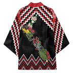 New Zealand Christmas Taniko Poutama Kimono Flora Map with Birds - Aussie Hoodie