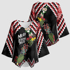 New Zealand Christmas Taniko Poutama Kimono Sleeve Blouse Flora Map with Birds - Aussie Hoodie