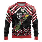New Zealand Christmas Taniko Poutama Ugly Christmas Sweater Flora Map with Birds - Aussie Hoodie