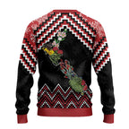 New Zealand Christmas Taniko Poutama Ugly Christmas Sweater Flora Map with Birds - Aussie Hoodie