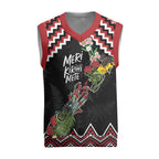 New Zealand Christmas Taniko Poutama Christmas Knitted V-Neck Vest Flora Map with Birds - Aussie Hoodie