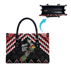New Zealand Christmas Taniko Poutama Leather Bag Flora Map with Birds - Aussie Hoodie