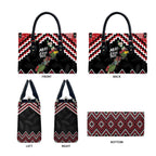 New Zealand Christmas Taniko Poutama Leather Bag Flora Map with Birds - Aussie Hoodie