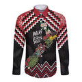 New Zealand Christmas Taniko Poutama Long Sleeve Button Shirt Flora Map with Birds - Aussie Hoodie