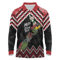 New Zealand Christmas Taniko Poutama Long Sleeve Polo Shirt Flora Map with Birds - Aussie Hoodie