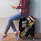 New Zealand Christmas Taniko Poutama Luggage Cover Flora Map with Birds - Aussie Hoodie