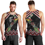 New Zealand Christmas Taniko Poutama Men Tank Top Flora Map with Birds - Aussie Hoodie