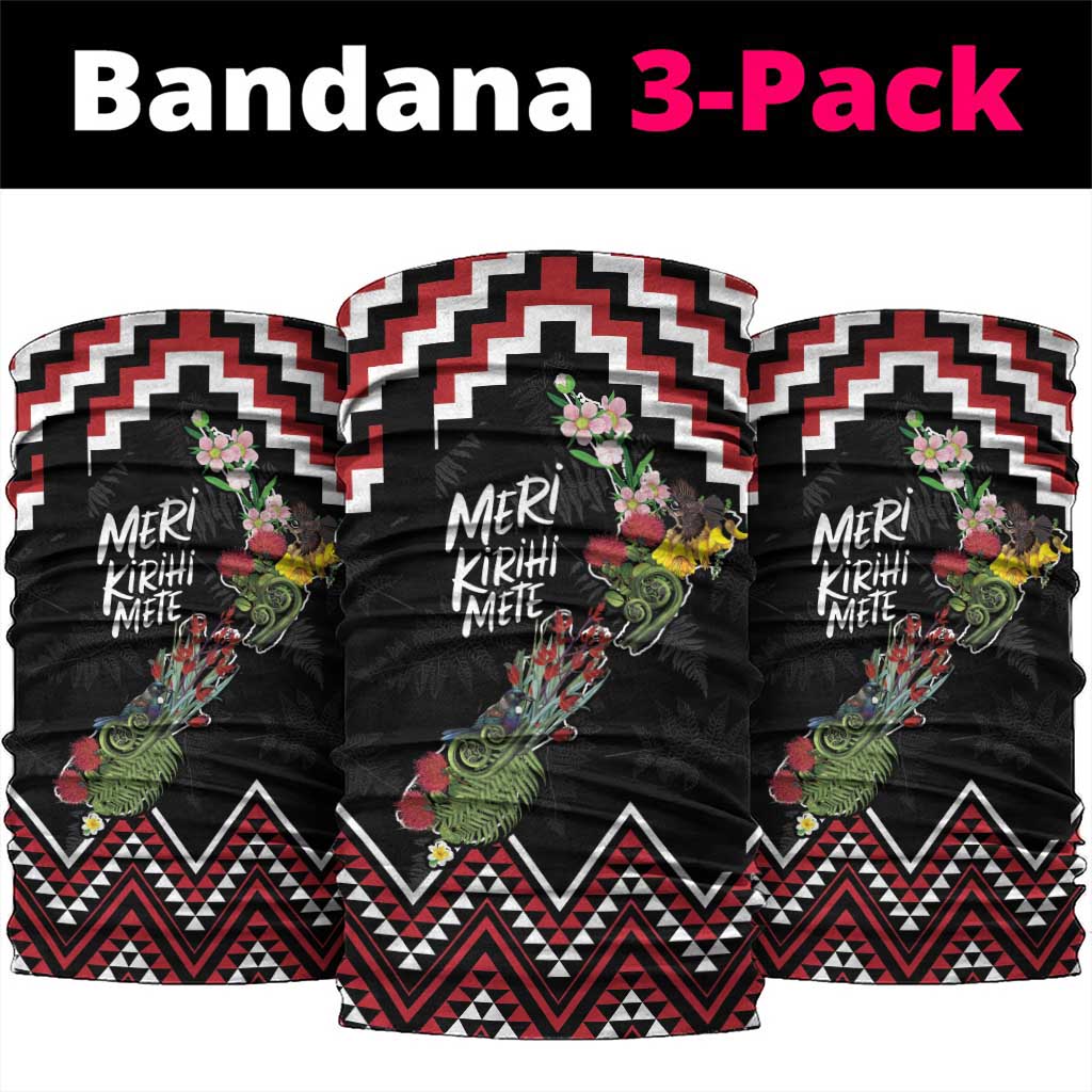 New Zealand Christmas Taniko Poutama Neck Gaiter Flora Map with Birds - Aussie Hoodie