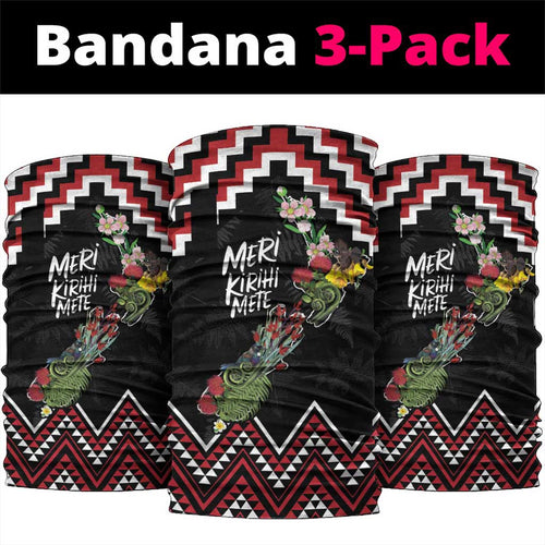 New Zealand Christmas Taniko Poutama Neck Gaiter Flora Map with Birds - Aussie Hoodie