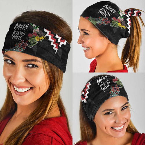 New Zealand Christmas Taniko Poutama Neck Gaiter Flora Map with Birds - Aussie Hoodie