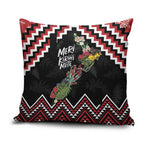 New Zealand Christmas Taniko Poutama Pillow Cover Flora Map with Birds - Aussie Hoodie