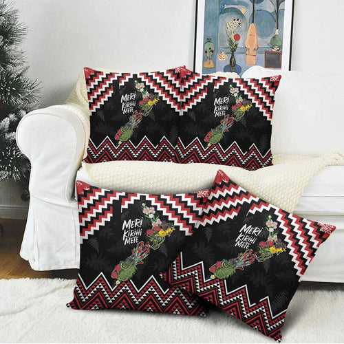 New Zealand Christmas Taniko Poutama Pillow Cover Flora Map with Birds - Aussie Hoodie