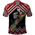 New Zealand Christmas Taniko Poutama Polo Shirt Flora Map with Birds - Aussie Hoodie