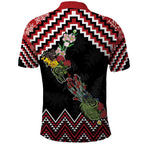 New Zealand Christmas Taniko Poutama Polo Shirt Flora Map with Birds - Aussie Hoodie