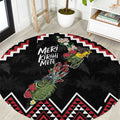 New Zealand Christmas Taniko Poutama Round Carpet Flora Map with Birds - Aussie Hoodie