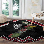 New Zealand Christmas Taniko Poutama Round Carpet Flora Map with Birds - Aussie Hoodie