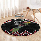 New Zealand Christmas Taniko Poutama Round Carpet Flora Map with Birds - Aussie Hoodie