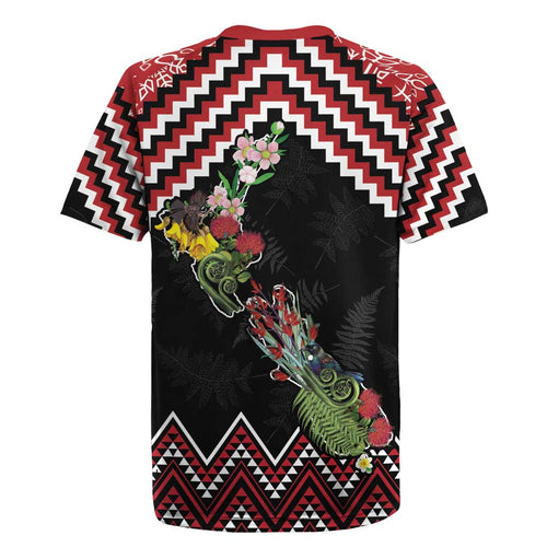 New Zealand Christmas Taniko Poutama Rugby Jersey Flora Map with Birds - Aussie Hoodie