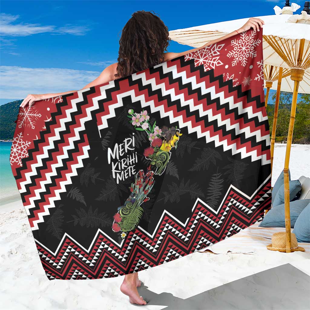 New Zealand Christmas Taniko Poutama Sarong Flora Map with Birds - Aussie Hoodie