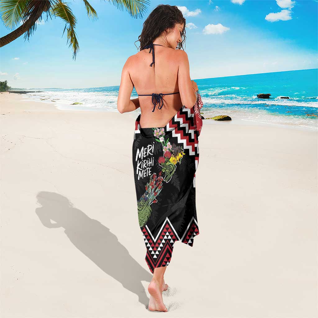 New Zealand Christmas Taniko Poutama Sarong Flora Map with Birds - Aussie Hoodie
