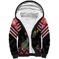 New Zealand Christmas Taniko Poutama Sherpa Hoodie Flora Map with Birds - Aussie Hoodie