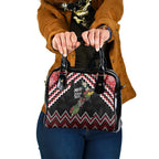 New Zealand Christmas Taniko Poutama Shoulder Handbag Flora Map with Birds - Aussie Hoodie