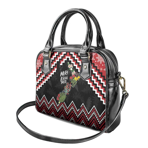New Zealand Christmas Taniko Poutama Shoulder Handbag Flora Map with Birds - Aussie Hoodie