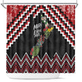 New Zealand Christmas Taniko Poutama Shower Curtain Flora Map with Birds - Aussie Hoodie