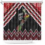 New Zealand Christmas Taniko Poutama Shower Curtain Flora Map with Birds - Aussie Hoodie