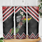 New Zealand Christmas Taniko Poutama Skinny Tumbler Flora Map with Birds - Aussie Hoodie