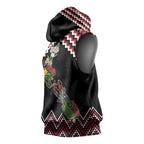 New Zealand Christmas Taniko Poutama Sleeveless Hoodie Flora Map with Birds - Aussie Hoodie