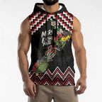 New Zealand Christmas Taniko Poutama Sleeveless Hoodie Flora Map with Birds - Aussie Hoodie