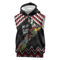 New Zealand Christmas Taniko Poutama Sleeveless Zip Hoodie Flora Map with Birds LT7