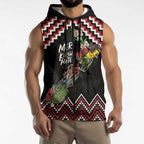 New Zealand Christmas Taniko Poutama Sleeveless Zip Hoodie Flora Map with Birds LT7