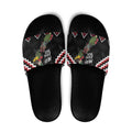 New Zealand Christmas Taniko Poutama Slide Sandals Flora Map with Birds - Aussie Hoodie