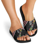 New Zealand Christmas Taniko Poutama Slide Sandals Flora Map with Birds - Aussie Hoodie