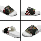 New Zealand Christmas Taniko Poutama Slide Sandals Flora Map with Birds - Aussie Hoodie