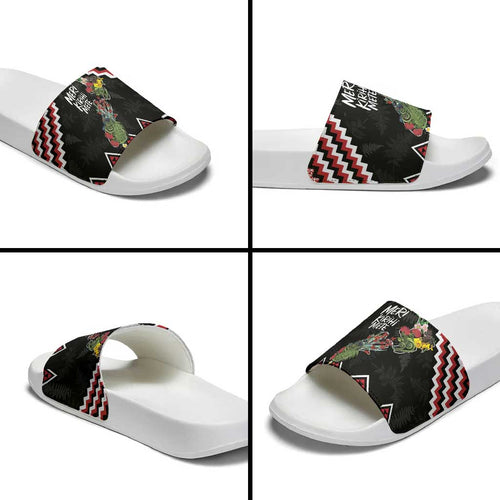 New Zealand Christmas Taniko Poutama Slide Sandals Flora Map with Birds - Aussie Hoodie