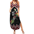 New Zealand Christmas Taniko Poutama Summer Maxi Dress Flora Map with Birds - Aussie Hoodie