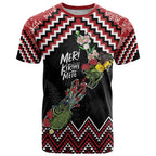 New Zealand Christmas Taniko Poutama T Shirt Flora Map with Birds - Aussie Hoodie