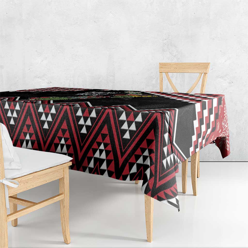 New Zealand Christmas Taniko Poutama Tablecloth Flora Map with Birds - Aussie Hoodie