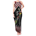New Zealand Christmas Taniko Poutama Tank Maxi Dress Flora Map with Birds - Aussie Hoodie